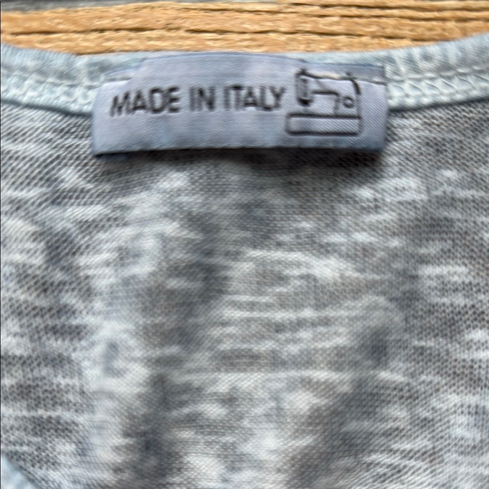 Made in Italy Blue Short Sleeve Linen Tee - Picture 2 of 4
